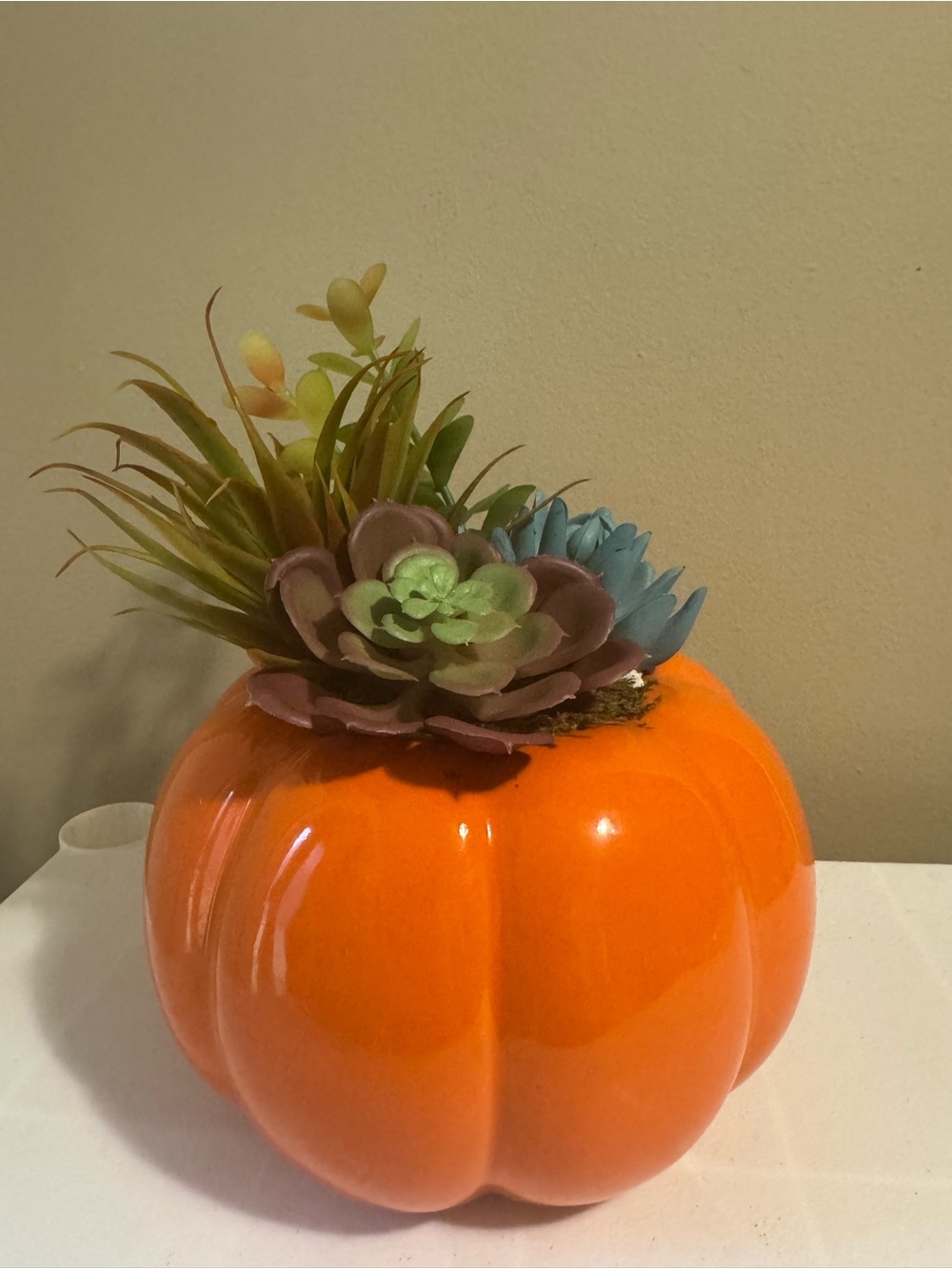 Fall Pumpkin Faux Succulent Decor